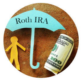 Roth IRA cutout with money and person